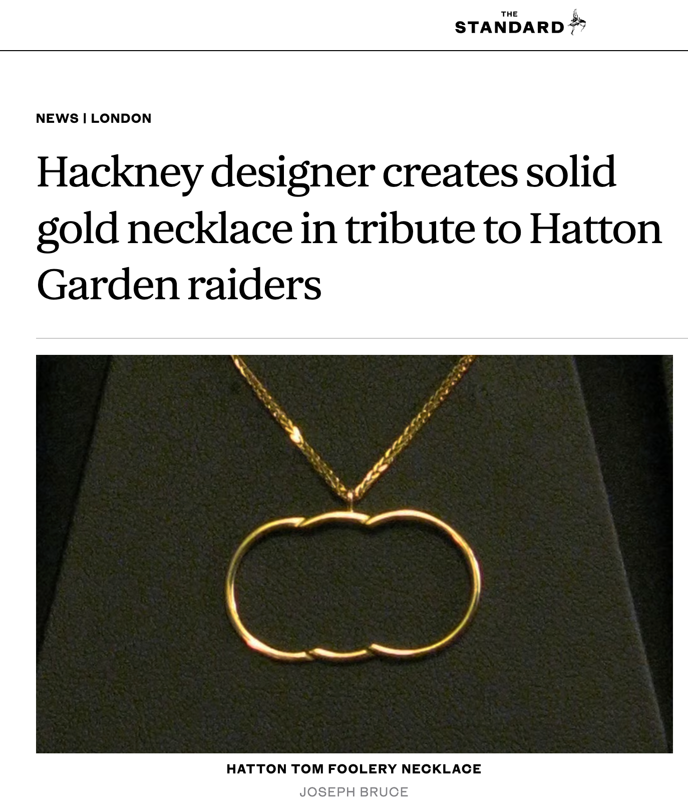 Hatton Garden Heist Necklace — press